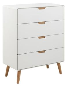 Komoda Larsen 100x80 cm, 4 szuflady, kolor biaÅy / dÄ b naturalny