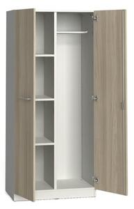 Szafa ubraniowa biurowa PRIMO, 3 półki, drążek do szafy, 1781 x 800 x 500 mm, biały / dąb naturalny