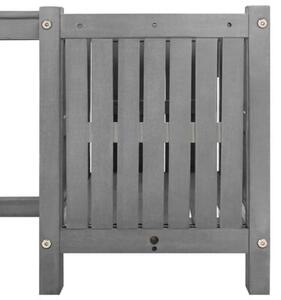 Ławka ogrodowa z 2 donicami 150 cm, lite drewno akacjowe, szara