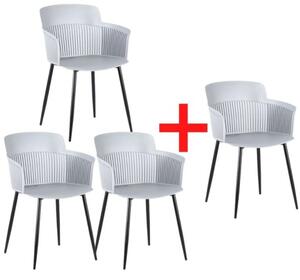 Plastikowe krzesło barowe MOLLY, szary, 3+1 GRATIS