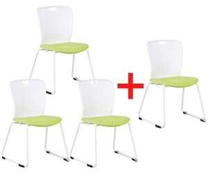 Krzesło plastikowe DOT, zielone, 3+1 Gratis