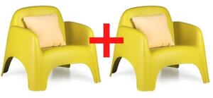 Fotel plastikowy BOW, żółty, 1+1 Gratis