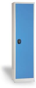 Warsztatowa szafa półkowa na narzędzia KOVONA, 4 półki, spawana, 508 x 400 x 1950 mm, szara / niebieska
