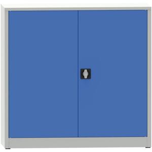Warsztatowa szafa półkowa na narzędzia KOVONA JUMBO, 2 półki, spawana, 1150 x 1200 x 600 mm, szara / niebieska