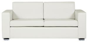 Sofa 3-osobowa biała skórzana srebrne metalowe nóżki grube poduchy Helsinki Beliani