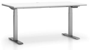 Stół biurowy SINGLE LAYERS, bez przegród, regulowane nogi, biały / szary