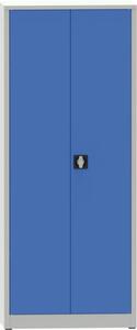 Warsztatowa szafa półkowa na narzędzia KOVONA JUMBO, 4 półki, spawana, 800 x 500 x 1950 mm, szara / niebieska