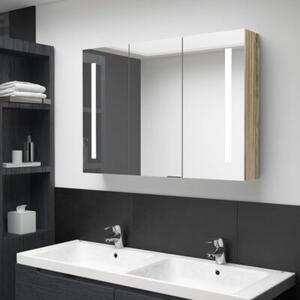 Szafka łazienkowa z lustrem i LED, 89 x 14 x 62 cm, kolor dębu