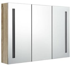 Szafka łazienkowa z lustrem i LED, 89 x 14 x 62 cm, kolor dębu