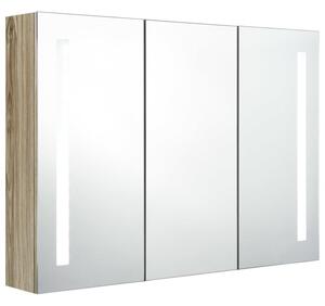 Szafka łazienkowa z lustrem i LED, 89 x 14 x 62 cm, kolor dębu