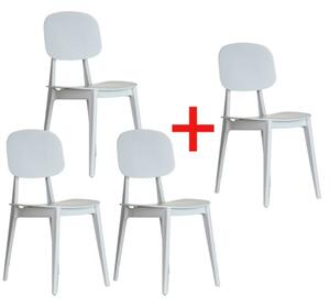 Plastikowe krzesło do jadalni SIMPLY 3+1 GRATIS, białe