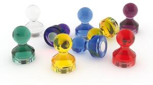 Zestaw magnesów do tablic magnetycznych, średnica 11 mm, kryształ - mix kolorów, 50 szt