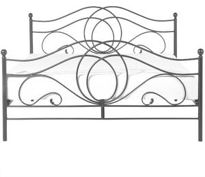 Metalowe łóżko ozdobne rama i stelaż 160 x 200 cm czarne styl retro Lyra Beliani