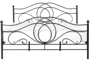 Metalowe łóżko ozdobne rama i stelaż 180 x 200 cm czarne styl retro Lyra Beliani