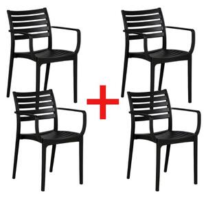 Krzesło ogrodowe SLENDER, czarny, 2+2 GRATIS