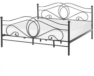 Metalowe łóżko ozdobne rama i stelaż 180 x 200 cm czarne styl retro Lyra Beliani