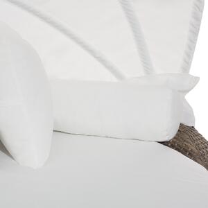 Kosz plażowy jasnobrązowy białe poduszki ze składanym dachem technorattan Sylt Beliani