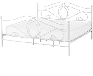Metalowe łóżko ozdobne rama i stelaż 180 x 200 cm białe styl retro Lyra Beliani