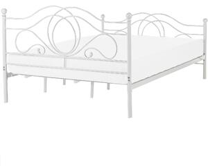 Metalowe łóżko ozdobne rama i stelaż 180 x 200 cm białe styl retro Lyra Beliani
