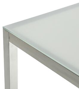Zestaw ogrodowy stół biały szklany blat 180x90cm 6 krzeseł szarych Grosseto Beliani