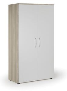 Szafa biurowa z drzwiami KOMBI, 3 półki, 1497x800x400 mm, dąb naturalny / biały
