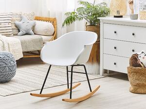 Fotel bujany biały syntetyczne siedzisko drewniane płozy retro Harmony Beliani