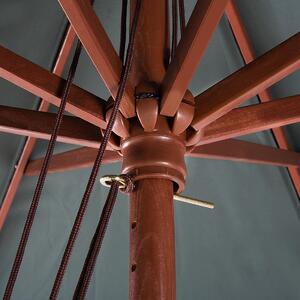Nowoczesny parasol ogrodowy drewniany mechanizm sznurkowy ciemnoszary Toscana Beliani