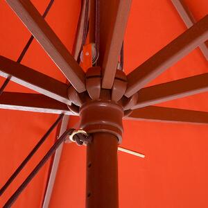 Nowoczesny parasol ogrodowy drewniany mechanizm sznurkowy czerwony Toscana Beliani