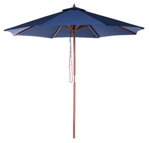 Nowoczesny parasol ogrodowy drewniany mechanizm sznurkowy niebieski Toscana Beliani