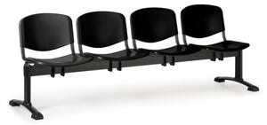 Ławka do poczekalni plastikowa ISO, 4-siedziska, czarny, czarne nogi