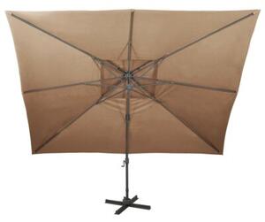 Parasol wiszący z podwójną czaszą, 400x300 cm, taupe