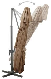 Parasol wiszący z podwójną czaszą, 400x300 cm, taupe