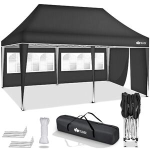 Tillvex altana 3x6m - z 3 panelami bocznymi antracytowa wodoodporna | skadana altana pop-up z regulacj wysokoci | namiot ogrodowy ochrona UV 50+ | namiot imprezowy z torb do ogrodu
