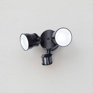 LUTEC Zewnętrzny reflektor ścienny LED z czujnikiem SHRIMP II, czarny, 12 W, II, czarny, tworzywo sztuczne