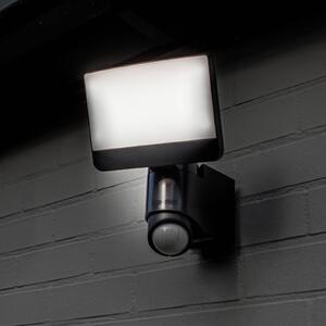 LUTEC Zewnętrzny reflektor ścienny LED z czujnikiem SUNSHINE, 25 cm, ciemnoszary, IP54 SUNSHINE, aluminiowy / szary / cynkowy, tworzywo sztuczne, nowoczesny