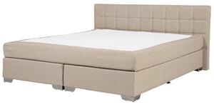 Nowoczesne łóżko kontynentalne 180 x 200cm z guzikami materiałowe beżowe Admiral Beliani