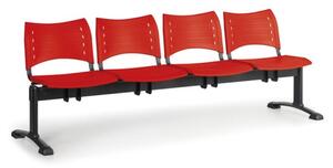 Ławka do poczekalni plastikowa VISIO, 4 siedzenia, czerwony, czarne nogi