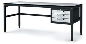 Antystatyczny stół warsztatowy ESD, 3 skrzynka szufladowa na narzędzia, 1800 x 800 x 745-985 mm