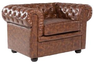 Nowoczesny fotel z ekoskóry pikowany brązowy Chesterfield Beliani