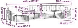 Zestaw mebli ogrodowych z litego drewna akacjowego 406 x 168,5 x 73 cm z poduszkami
