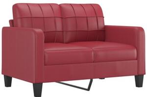Sofa 2-os. z poduszkami, winna czerwieÅ, 120 cm, sztuczna skÃ³ra