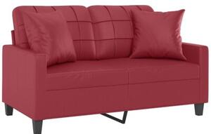 Sofa 2-os. z poduszkami, winna czerwieÅ, 120 cm, sztuczna skÃ³ra