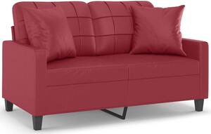 Sofa 2-os. z poduszkami, winna czerwieÅ, 120 cm, sztuczna skÃ³ra