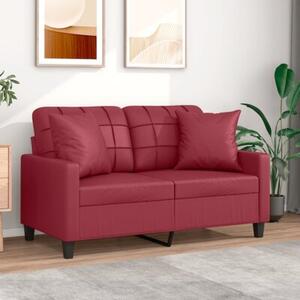 Sofa 2-os. z poduszkami, winna czerwieÅ, 120 cm, sztuczna skÃ³ra