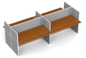 Zestaw parawanów biurowych ze stołem prostym PRIMO, tekstylny, 4 miejsca, czereśnia