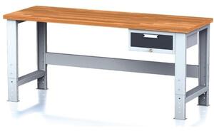 Stół warsztatowy MECHANIC, 2000x700x700-1055 mm, nogi regulowane, 1x szufladowy kontener, 1x szuflada, antracyt