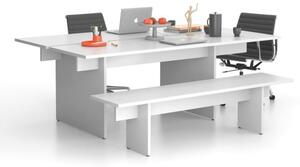 Stół DOUBLE SOLID + 1x rozszerzenie blatu, 2100 x 1250 x 743 mm, biały