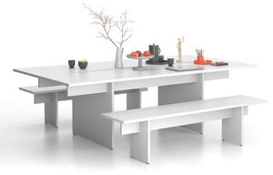 Stół konferencyjny SOLID + 2x rozszerzenie blatu, 2400 x 1250 x 743 mm, biały
