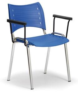 Plastikowe krzesła Smart - chromowane nogi z podłokietnikami