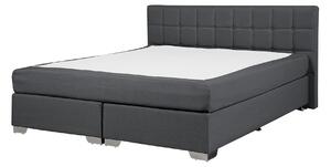 Nowoczesne łóżko kontynentalne 160 x 200 cm z guzikami materiałowe szare Admiral Beliani